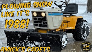 Plowing Snow with Vintage Cub Cadet Garden Tractors! - 1979 1450 and 1988 1872