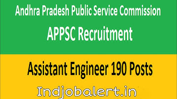 APPSC Assistant Engineer Recruitment 2021 - Apply 190 Post Notification Indjobalert.in