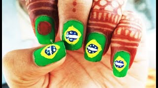 How To Draw A Wonderful Brazil Flag On Your Nail Very Easy