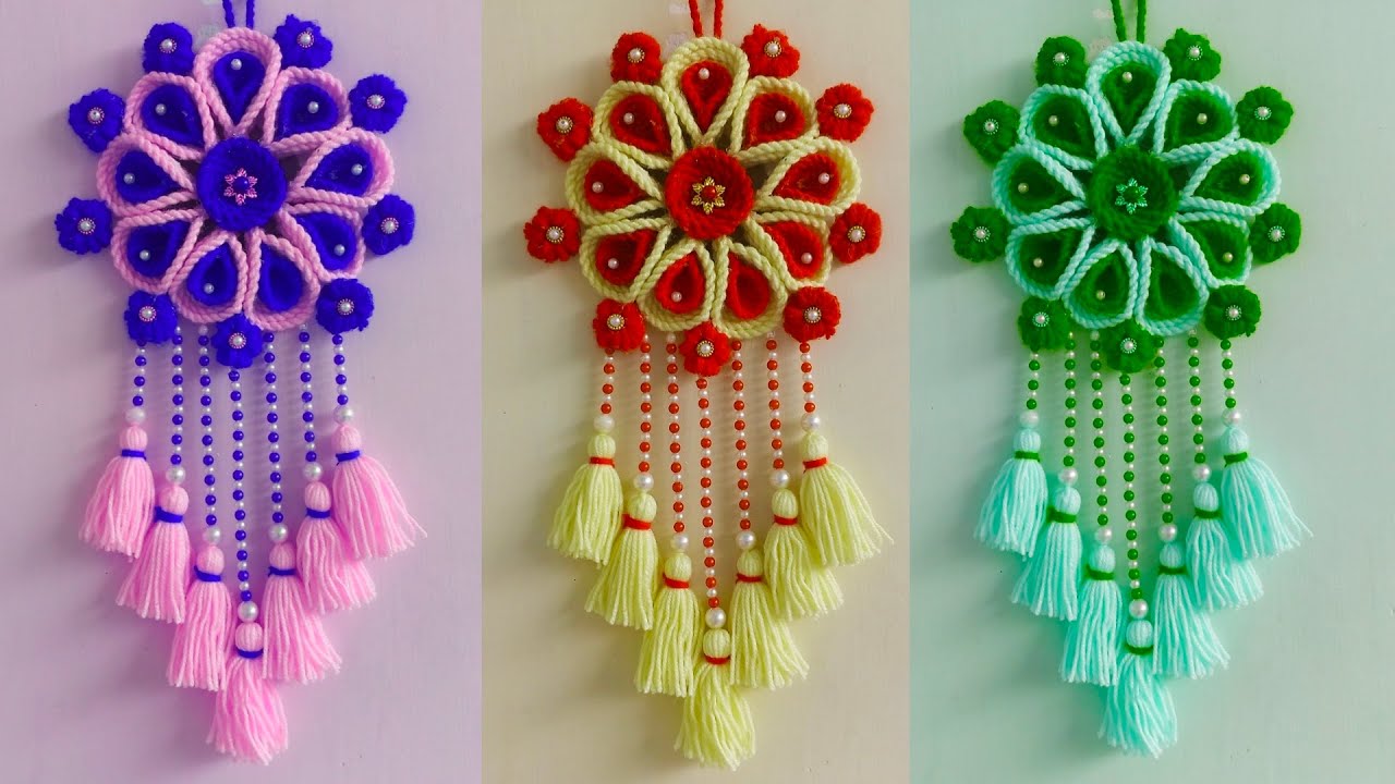 Easy & Beautiful Wall Hanging Craft Using Woollen Thread | Woollen ...