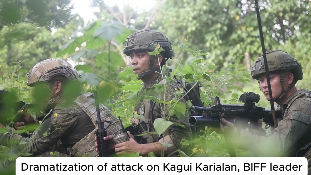 Battle Re enactment: Lt. Johnrel Uy and 1st Scout Ranger Coy, dramatization of Kagui Karialan fight