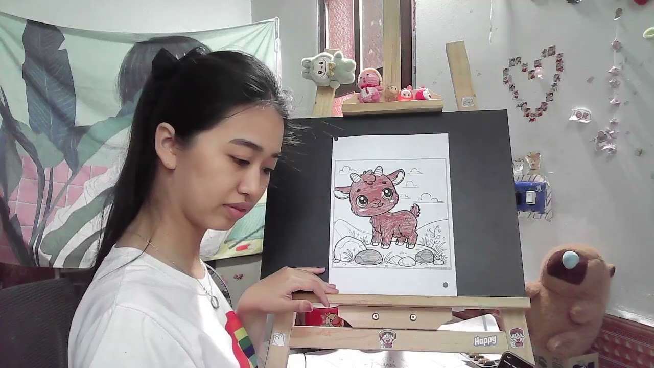 Coloring page of a brown goat