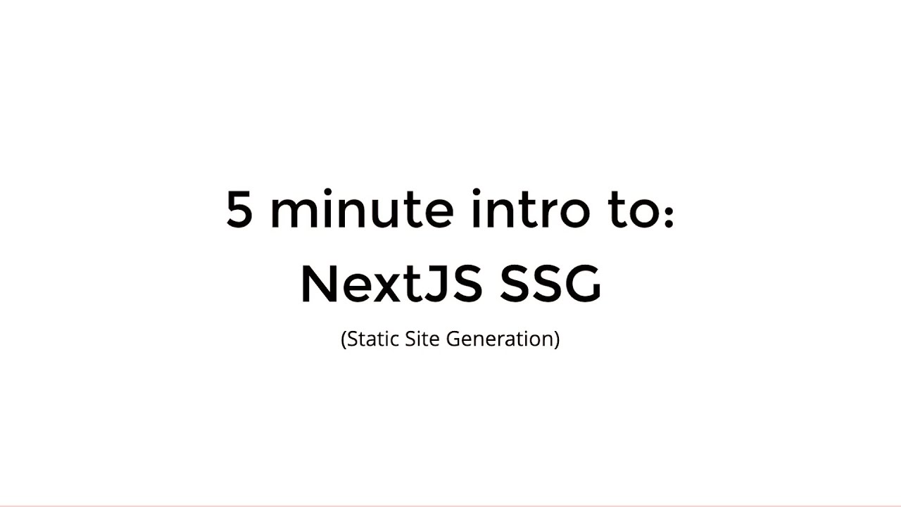 Intro to NextJS Static Site Generation - YouTube