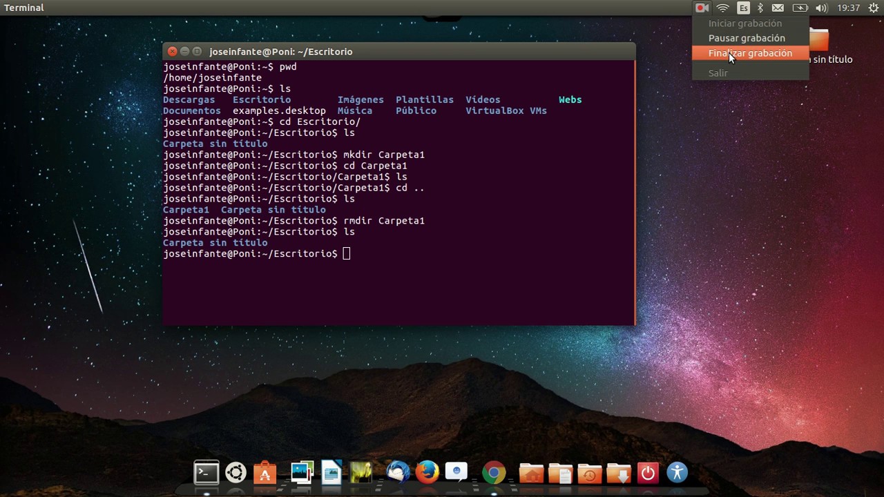 Crear una carpeta en ubuntu por linea de comandos youtube