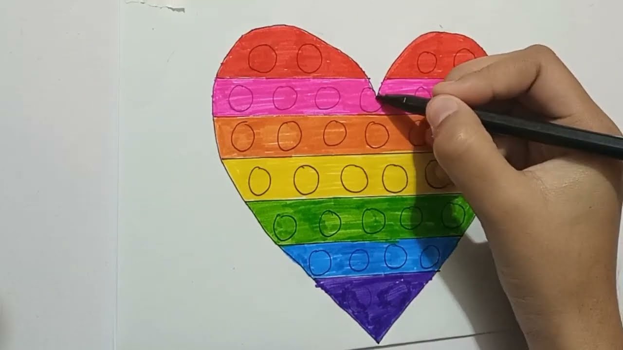 Drawing and coloring a Heart ❤️ Pop It  🌈 🔴🟠🟡🟢🔵🟣 Drawings for Kids