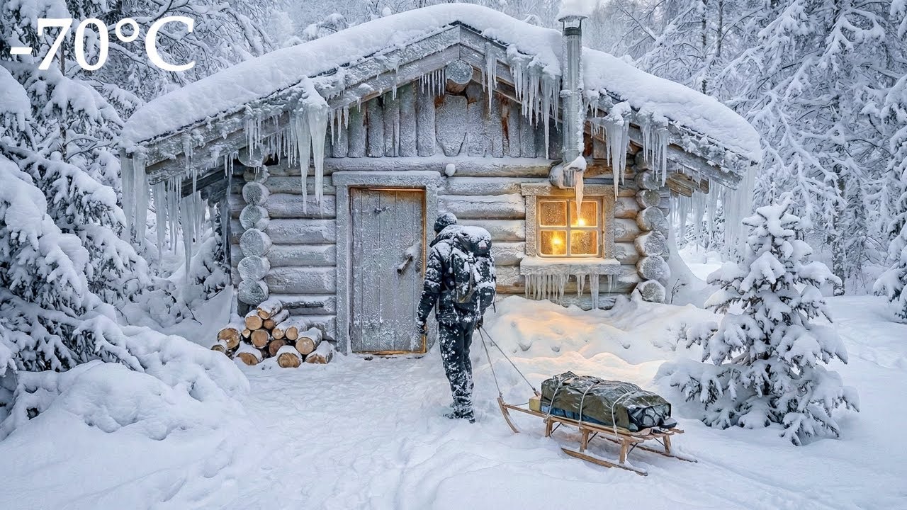 Surviving EXTREME Heavy Snow in a Wooden Cabin | Extreme Off Grid Winter Life