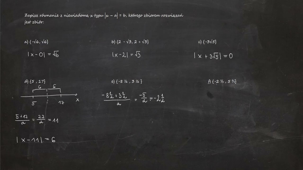2.29. Zapisz równanie z niewiadomą x typu |x – a| = b... a) {-√6, √6}b) {2 - √3, 2 + √3}