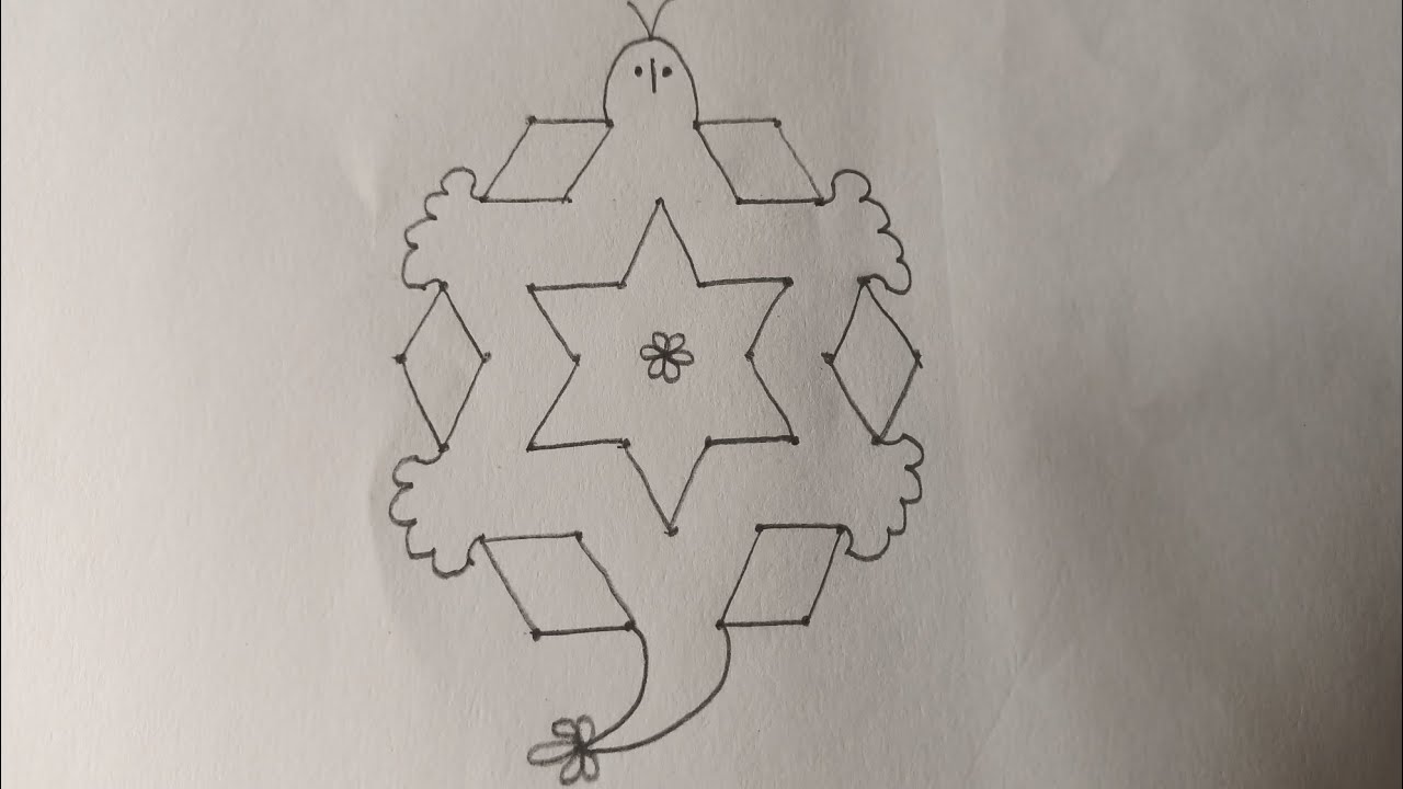 सोमवारची रांगोळी | कासव | रांगोळी |Tortoise Rangoli | Easy Dot Rangoli | 