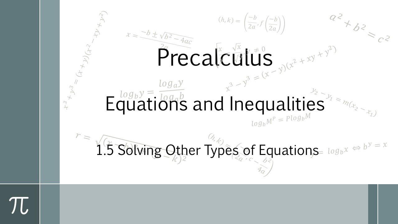 Equations & Inequalities: Solving Other Types of Equations - YouTube