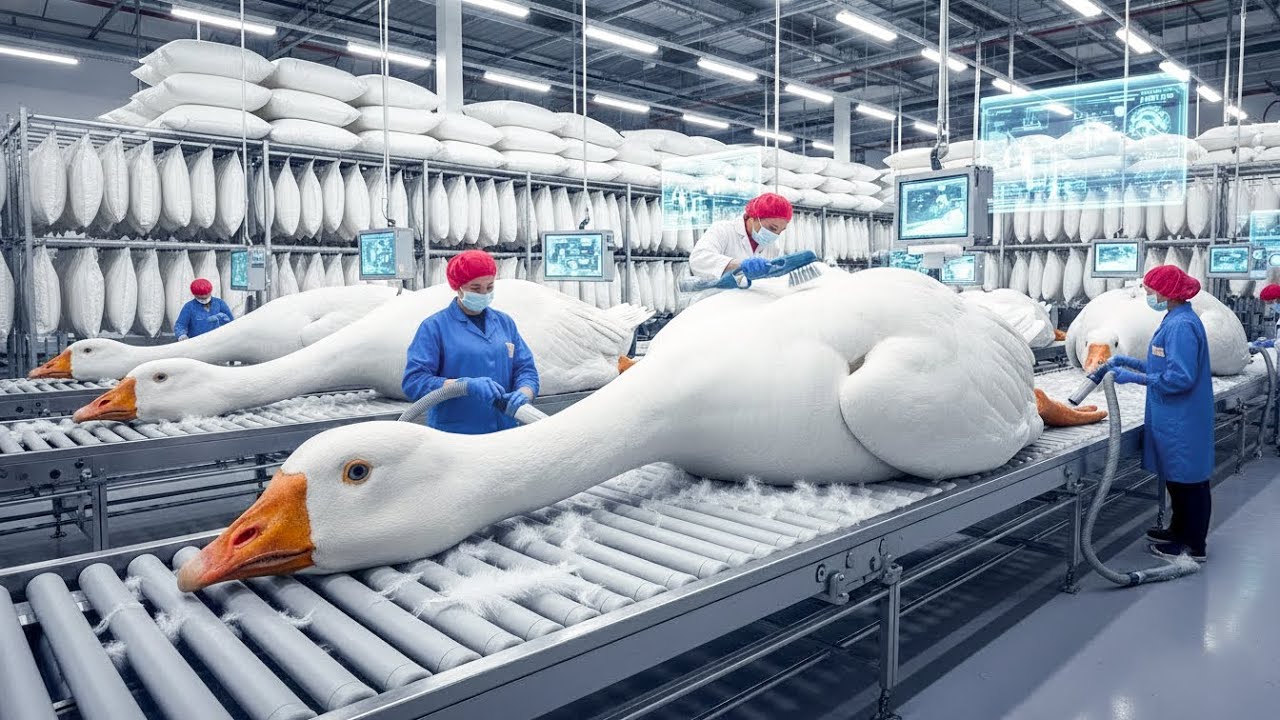 Inside a Goose Down Duvet Factory! From Feathers to Cozy Blankets 🪶🛏️ (Full Process)