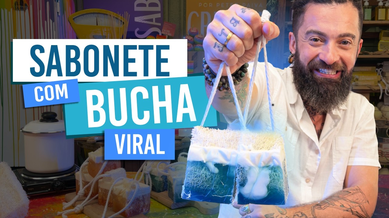 Sabonete com Bucha Vegetal: Barra PREMIUM Para Banho Sensorial