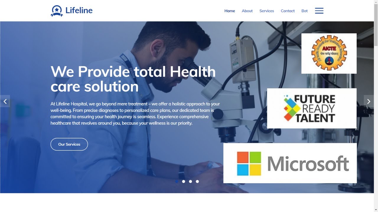 Lifeline Hospital Website with Azure: Future Ready Talent Project Demo🚀