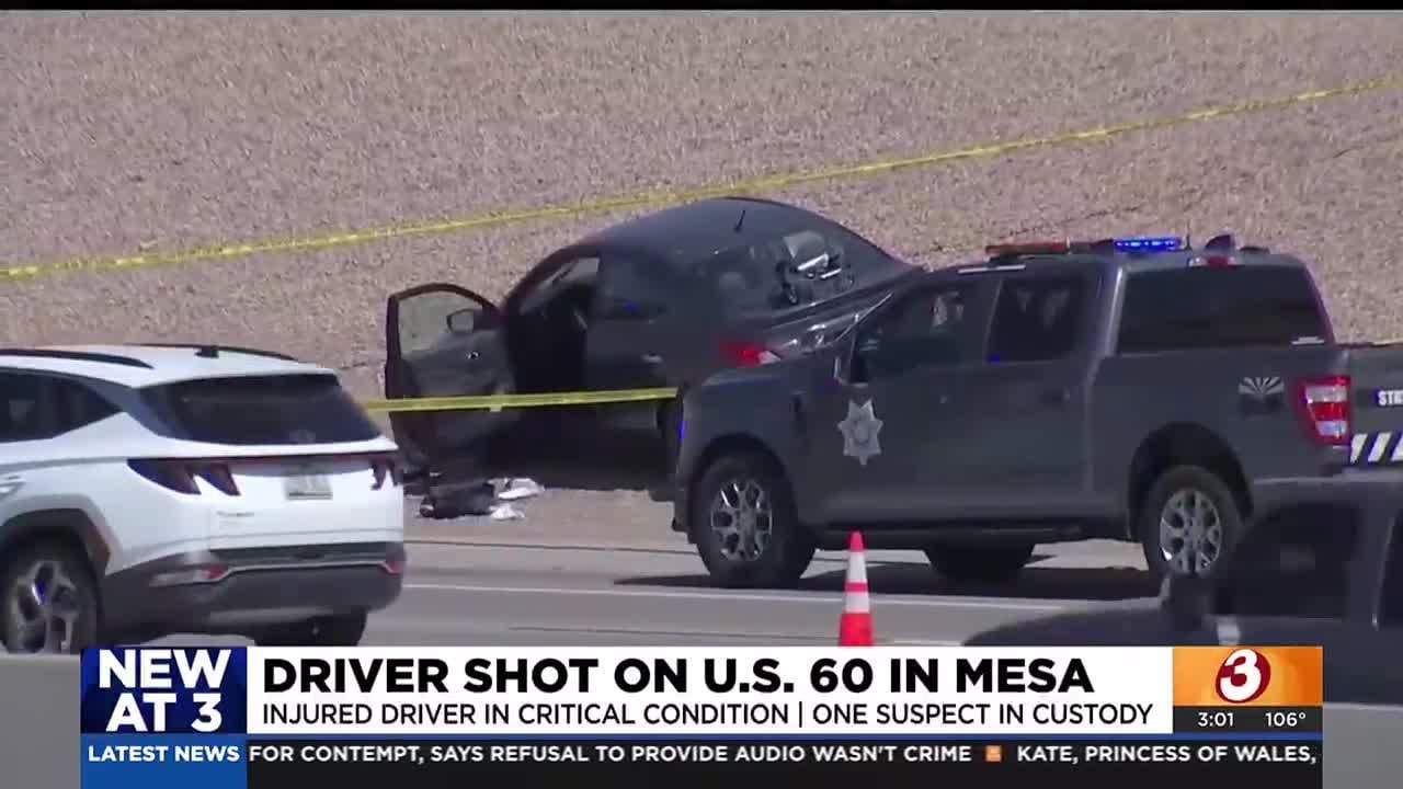 Suspect in custody after driver shot on US 60 in Mesa - YouTube