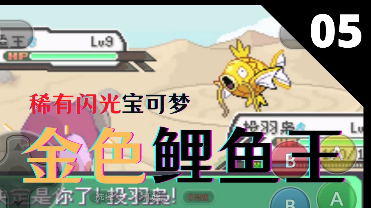 EP5. 傳說金色鯉魚王究竟有多強！低幾率爆出閃光稀有寶可夢【GBA口袋妖怪究極綠寶石5】