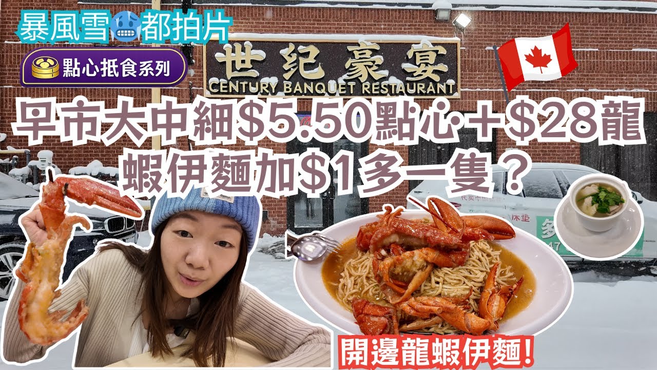 【多倫多🇨🇦世纪豪宴新班底】全星期早市大中細點心$5.50＋$28龍蝦伊麵加$1多一隻？！燒乳豬拼海蜇＋豬肚味菜雞湯實測 #多倫多美食 #真實食評 #飲食指南 #美食分享