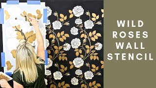 How To Stencil A Metallic Roses That Look Like Wallpaper On A Black Wall