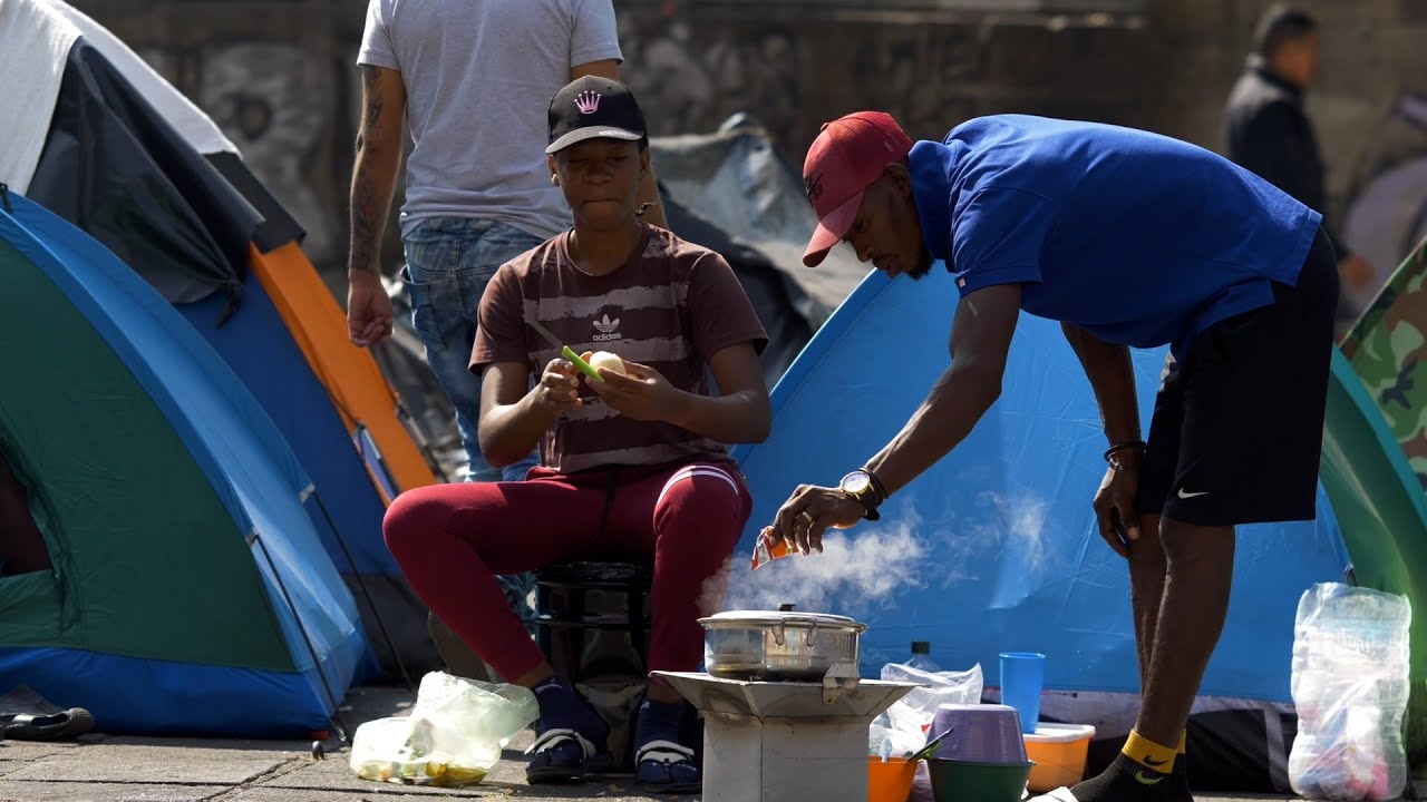 Migrants from South America, Haiti waiting in Mexico City encampments