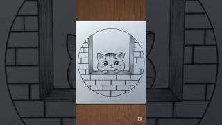 Easy cat drawing #tutorial #pencildrawing #trending #art #circle #windowscenery #how #viral #shorts