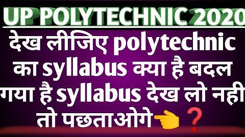Up polytechnic 2020 || up polytechnic syllabus group A group K