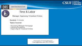 CHRS Manager: Approving Timesheets