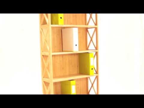 1352 Stackable Bookcase, 5 Book Shelves, Bamboo - video from Finoak