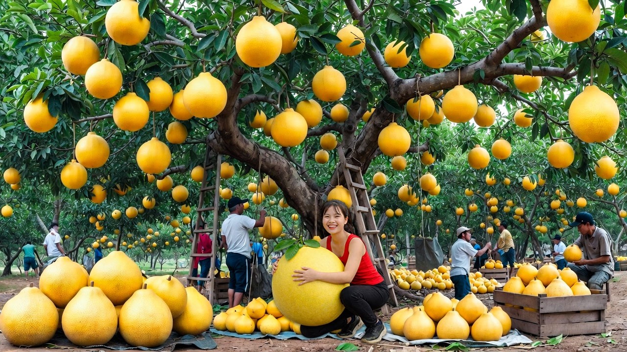 Harvesting 500+ KG of Fresh Grapefruit  | From Orchard to Bustling Rural Market