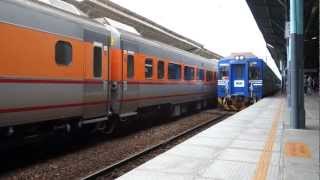 北上EMU600型EMU610編組沙崙線彩繪列車出站.PP自強號停在2A月台 台中車站 12:20