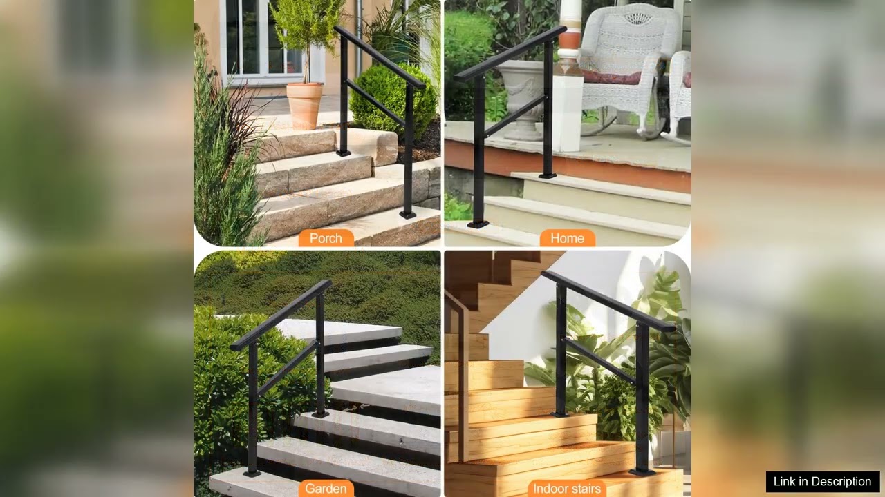 Garvee Outdoor Handrails Adjustable Height Stair Handrail Integrated Design at
