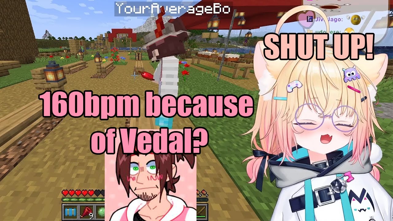 Mini gets called out for 160 BPM when DMing Vedal and blushes