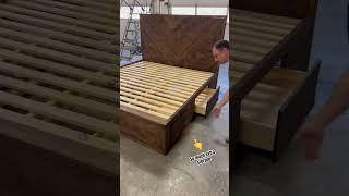 Solid wood custom bed with drawers  #solidwoodfurniture #woodworking #furniture #woodenfurniture