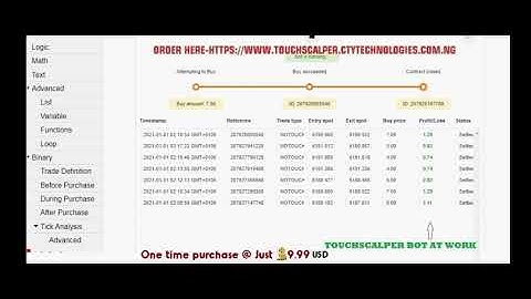 Automated Touchscalper Version 5 0 Binary options trading bot Deriv and binary com out now