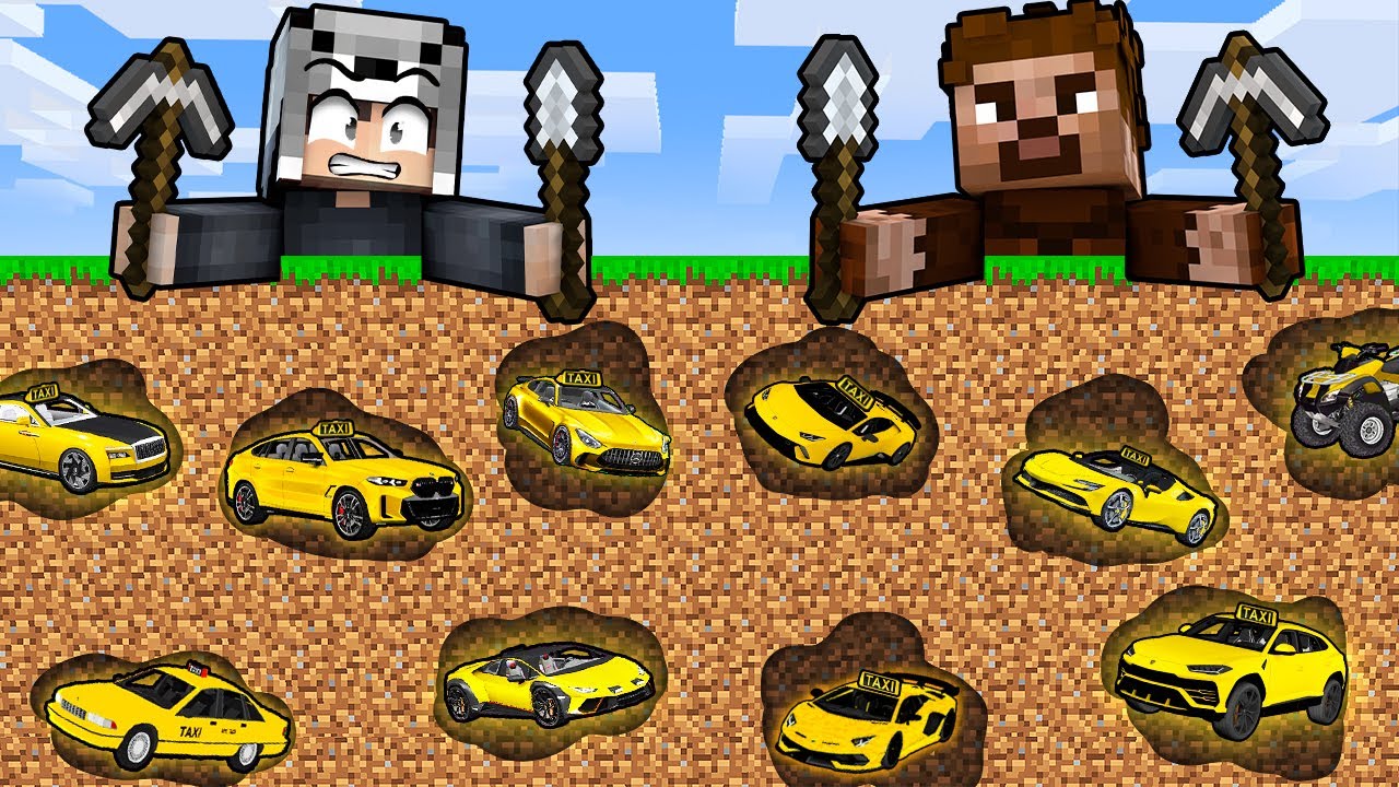 ZENGİN VS FAKİR TAKSİ MADENİ YARIŞI - Minecraft