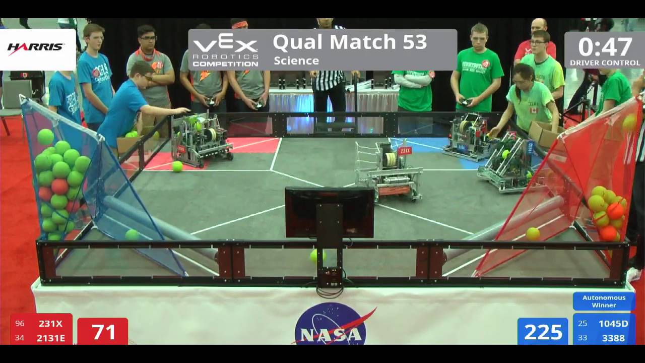 VEX Worlds 2016 - VRC High School - Science - Qual 53 (231X 2131E) 133 vs 282 (1045D 3388)