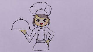 Learn To Draw Cute Chef Girl Easy Chef Girl Kaise Banate Hain