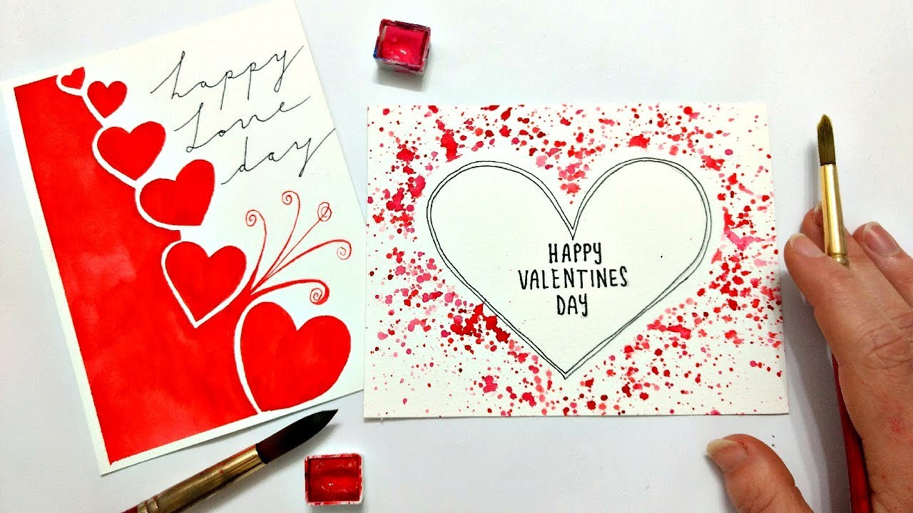 Homemade WATERCOLOR CARDS for beginners »How to make a beautiful valentine day card for your partner