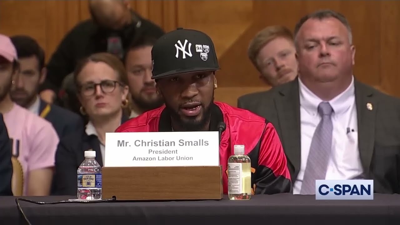 Christian Smalls, President of newly formed Amazon Union, addresses Senate Banking Committee
