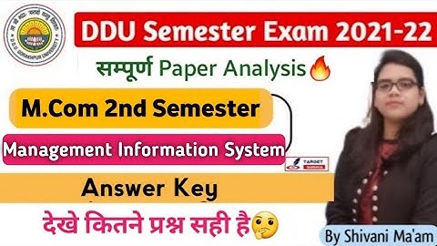 DDU M.Com 2nd Semester Exam 2022 | Questions Paper | Answer Key | Management Information System