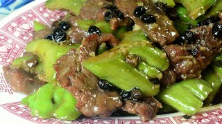 粤菜 Cantonese : Beef with Bitter Gourd:  Stir Fry