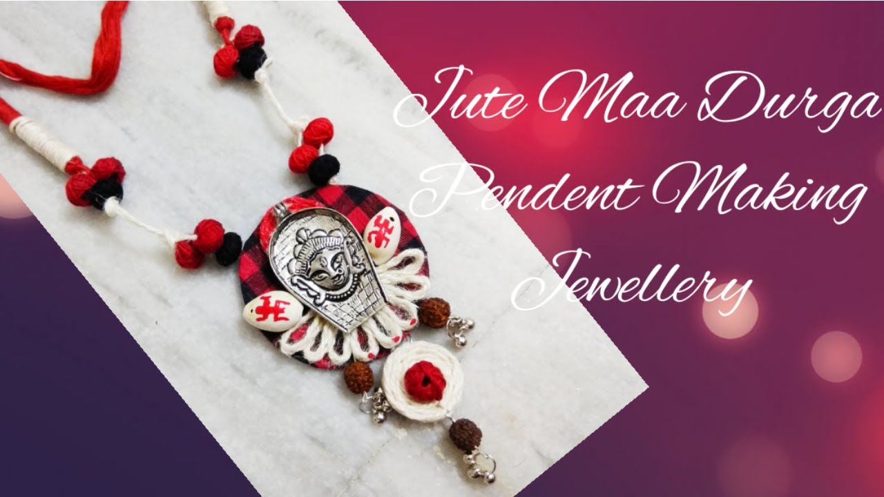 Maa Durga Jute ribbon necklace making 