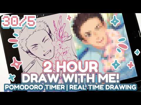2 HOUR DRAW WITH ME! | Pomodoro Timer Session✏️ |No talking| No Music