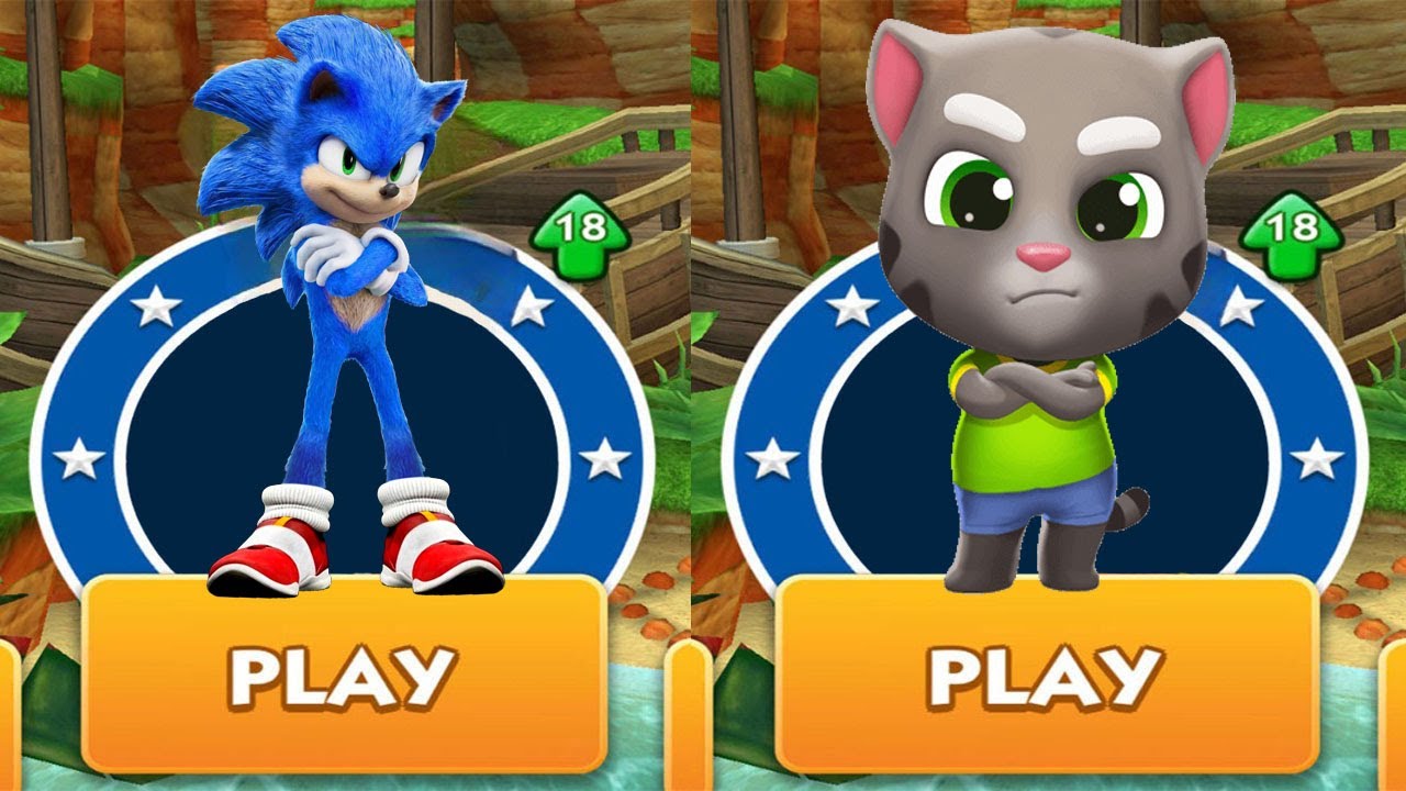 Sonic Dash vs Talking Tom Gold Run - Movie Sonic vs All Bosses Zazz ...