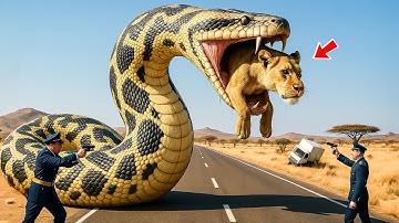Brave Team Fights Giant Python to Save Lion Mother Attacked in the Green Savanna 🦁💪