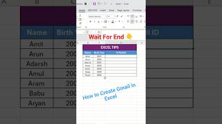 How to Create Gmail in Excel | In Hindi Content #excel #gmail #exceltips #shorts #computerknowledge