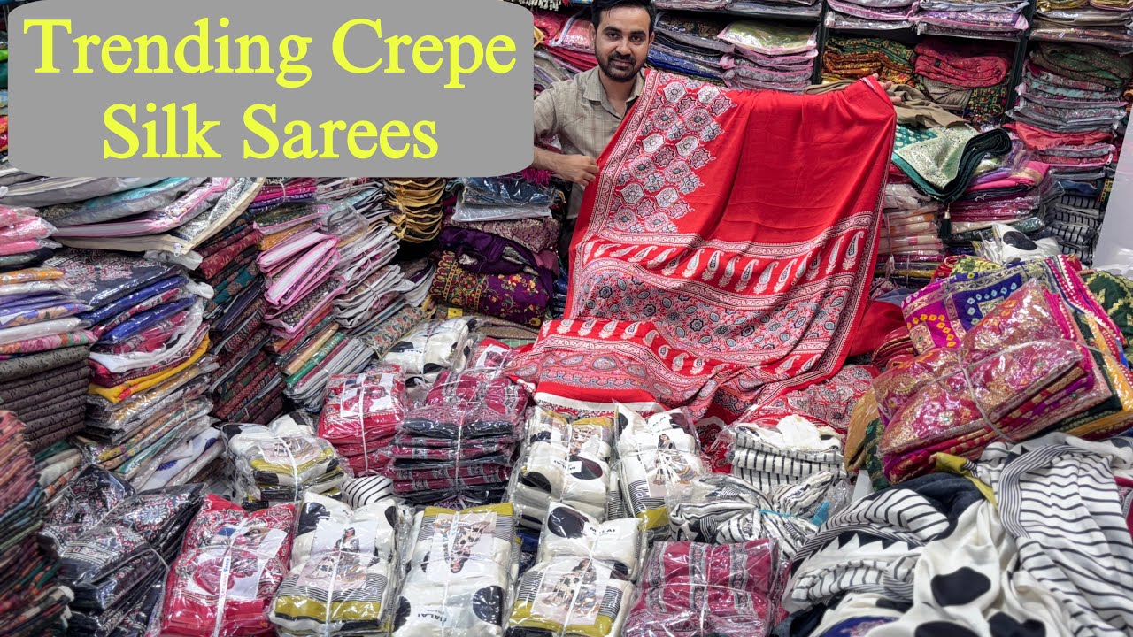 Trend में बिकने वाली Crepe साड़ियों का नया कलेक्शन 😍 | Crepe Silk saree Latest Design | Crepe Saree