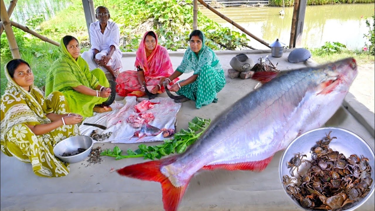7 kg সাইজের পাঙ্গাসমাছ কেটে মাছের কালিয়া রান্না করলাম সাথে কাঁকড়া দিয়ে পুঁইশাক রেসিপি || fish curry