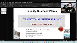 Traditional (Intermediate) Business Plan Sample by Paul Borosky, MBA.