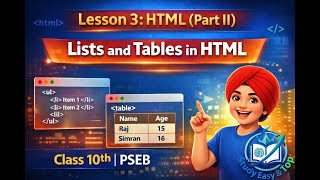 PSEB | Class 10 | Chapter 3: HTML Part-2 (Lists and Tables) | Explained in Punjabi I