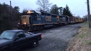 Full HD 60 FPS: CSX GP40-2s #6228 & #6160 lead SA-31 through Farmingdale 12/6/19