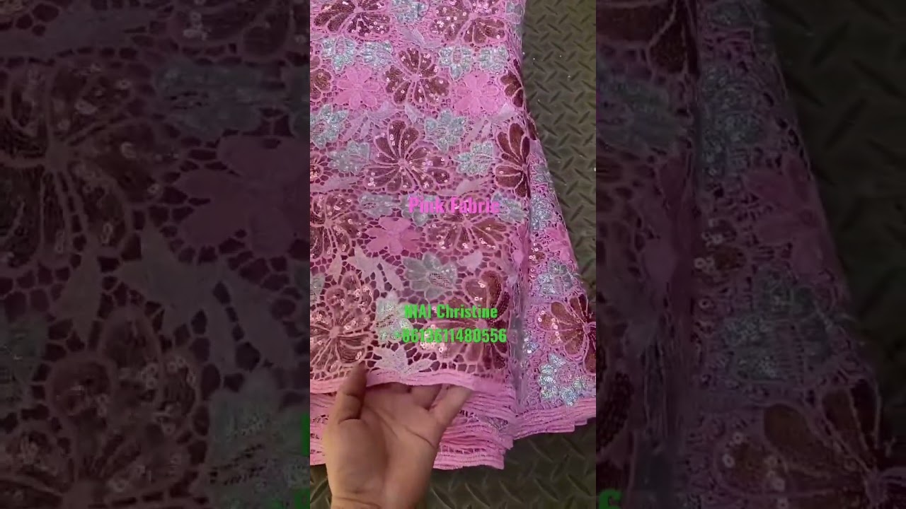 ❤️Hot Pink Cord Lace Fabric With Colors Sequins for party dress 🤩