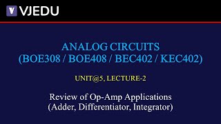 U5_L2 | Review of OpAmp Application (Adder, Differentiator, Integrator) | AC (BEC402) | Hindi